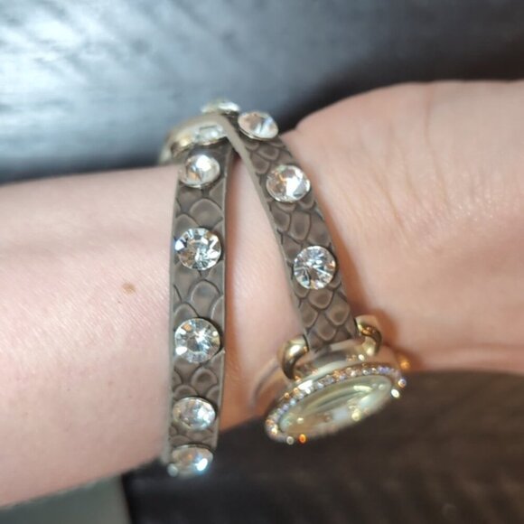 Osirock Quartz Wrap Bracelet Watch Faux Leather Faux Diamond Gold Rhinestone - Picture 8 of 10